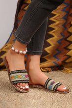 Load image into Gallery viewer, Chestnut Bohemian Pattern Crochet Faux Leather Beach Slippers