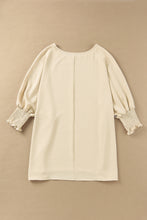 Load image into Gallery viewer, White Smocked Wrist Shift Top