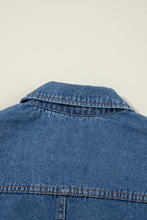 Load image into Gallery viewer, Sail Blue Side Pockets Lapel Collar Denim Jacket