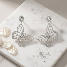 Load image into Gallery viewer, Dangle XL Silver Glam Butterfly Post Earrings