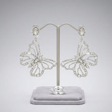 Load image into Gallery viewer, Dangle XL Silver Glam Butterfly Post Earrings