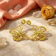 Load image into Gallery viewer, Dangle XL Yellow Glam Butterfly Post Earrings