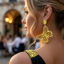 Load image into Gallery viewer, Dangle XL Yellow Glam Butterfly Post Earrings