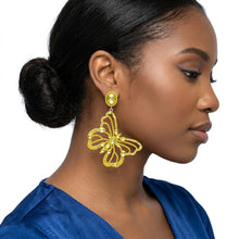Load image into Gallery viewer, Dangle XL Yellow Glam Butterfly Post Earrings