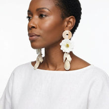 Load image into Gallery viewer, Ivory Oversized Natural Floral Drop Earrings