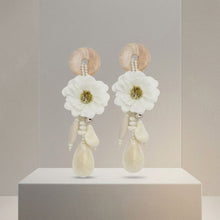 Load image into Gallery viewer, Ivory Oversized Natural Floral Drop Earrings
