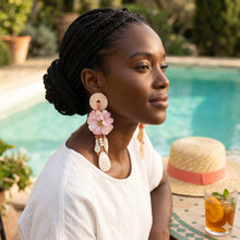 Load image into Gallery viewer, Pink Oversized Natural Floral Drop Earrings