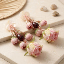 Load image into Gallery viewer, Oversized Blush Pink Faux Flower Tropical Earrings