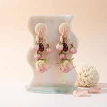 Load image into Gallery viewer, Oversized Blush Pink Faux Flower Tropical Earrings