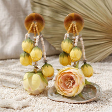 Load image into Gallery viewer, Oversized Yellow Faux Flower Tropical Earrings