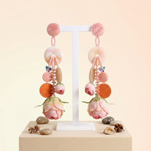 Load image into Gallery viewer, Pink Oversized Flower Butterfly Drop Earrings