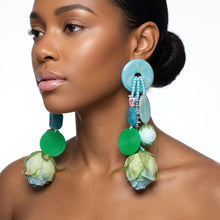 Load image into Gallery viewer, Turquoise Oversized Flower Butterfly Drop Earrings