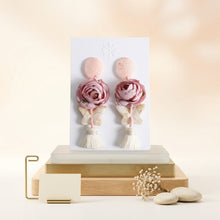 Load image into Gallery viewer, Pink Oversized Flower Butterfly Tassel Earrings