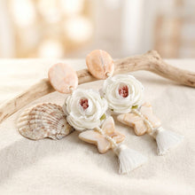 Load image into Gallery viewer, White Oversized Flower Butterfly Tassel Earrings
