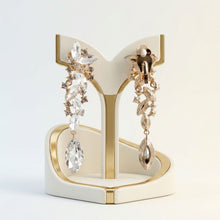 Load image into Gallery viewer, Gold Marquise Glass Crystal Drop Clip On Earrings