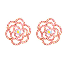 Load image into Gallery viewer, Pink Tea Rose Cutout Small Earrings Stud