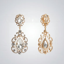 Load image into Gallery viewer, Gold Teardrop Filigree Vintage Clip On Earrings