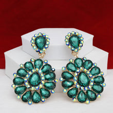 Load image into Gallery viewer, Clip On Brilliant Green Teardrop Crystal Earrings