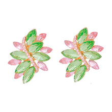 Load image into Gallery viewer, Clip On Pink Green Marquise Cluster Earrings Women