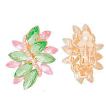 Load image into Gallery viewer, Clip On Pink Green Marquise Cluster Earrings Women