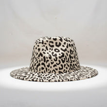 Load image into Gallery viewer, Fedora Beige Ivory With Black Leopard Print Hat