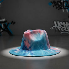 Load image into Gallery viewer, Fedora Blue and Pink Tie Dye Fashion Hat for Women
