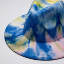 Load image into Gallery viewer, Fedora Blue Pink Yellow Tie Dye Fashion Hat for Women