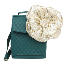 Load image into Gallery viewer, XL Flower Gold Sequin Hair Clip Headband Brooch