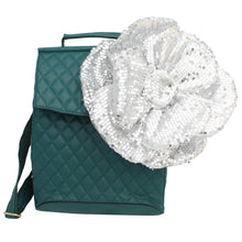 Load image into Gallery viewer, XL Flower Silver Sequin Hair Clip Headband Brooch