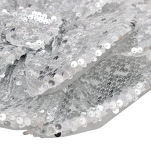 Load image into Gallery viewer, XL Flower Silver Sequin Hair Clip Headband Brooch
