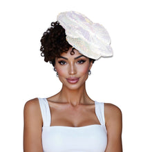 Load image into Gallery viewer, XL Flower White Sequin Hair Clip Headband Brooch