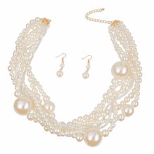 Load image into Gallery viewer, Cream Pearl Twisted Necklace Set