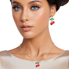 Load image into Gallery viewer, Pendant Cherry Red Lightweight Gold Chain Necklace