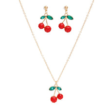 Load image into Gallery viewer, Pendant Cherry Red Lightweight Gold Chain Necklace