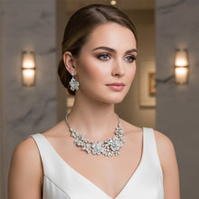 Load image into Gallery viewer, Silver Floral Intricate Crystal Collar Necklace