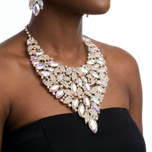 Load image into Gallery viewer, Gold Aurbo Glass Marquis Crystal Leaf Bib Necklace