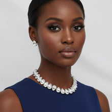 Load image into Gallery viewer, Silver Teardrop Crystals Gemstone Collar Necklace
