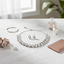 Load image into Gallery viewer, Silver Teardrop Crystals Gemstone Collar Necklace