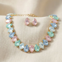 Load image into Gallery viewer, Pastel Teardrop Crystals Gemstone Collar Necklace