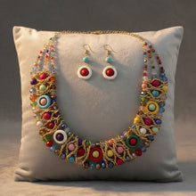 Load image into Gallery viewer, Multicolor Glass Bead Woven Collar Bib Necklace
