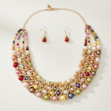 Load image into Gallery viewer, Multicolor Pearl Woven Collar Bib Boutique Necklace