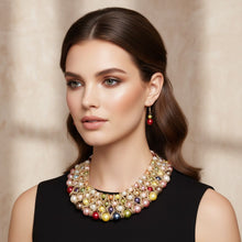 Load image into Gallery viewer, Multicolor Pearl Woven Collar Bib Boutique Necklace