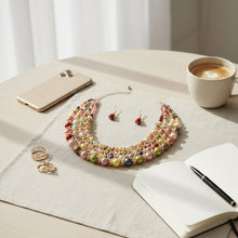 Load image into Gallery viewer, Multicolor Pearl Woven Collar Bib Boutique Necklace