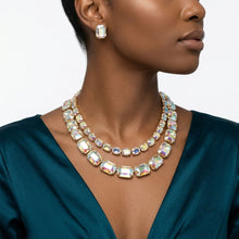Load image into Gallery viewer, Aurbo Emerald Cut Crystal 2 Row Necklace Set