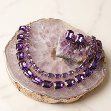 Load image into Gallery viewer, Lavender Emerald Cut Crystal 2 Row Necklace Set