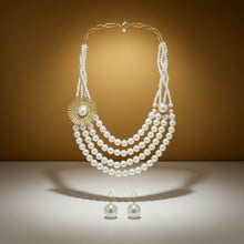 Load image into Gallery viewer, Cream Pearl Floral Detail 4 Layer Chunky Necklace