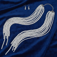 Load image into Gallery viewer, Long White Pearl Adjustable Knot Layered Necklace