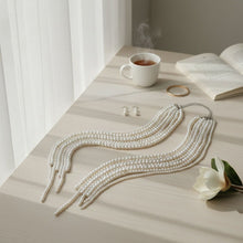 Load image into Gallery viewer, Long White Pearl Adjustable Knot Layered Necklace