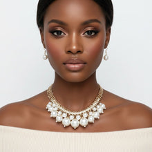 Load image into Gallery viewer, Clustered Cream Pearl Woven Cable Chain Necklace