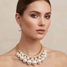 Load image into Gallery viewer, Clustered Cream Pearl Woven Cable Chain Necklace